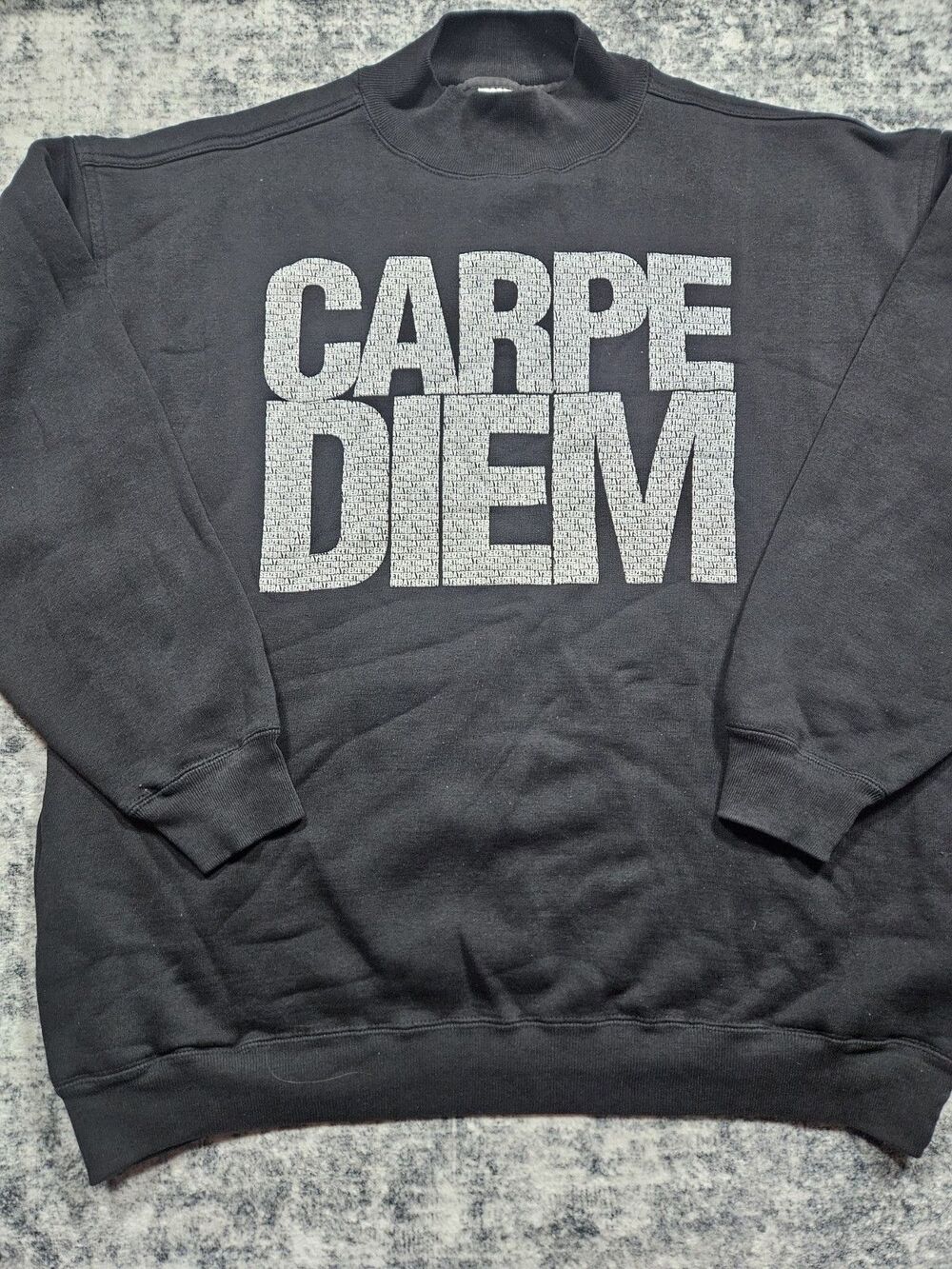 Vintage Rare BAC Premier Carpe Diem Graphic Sweatshirt Black Size XL Pockets